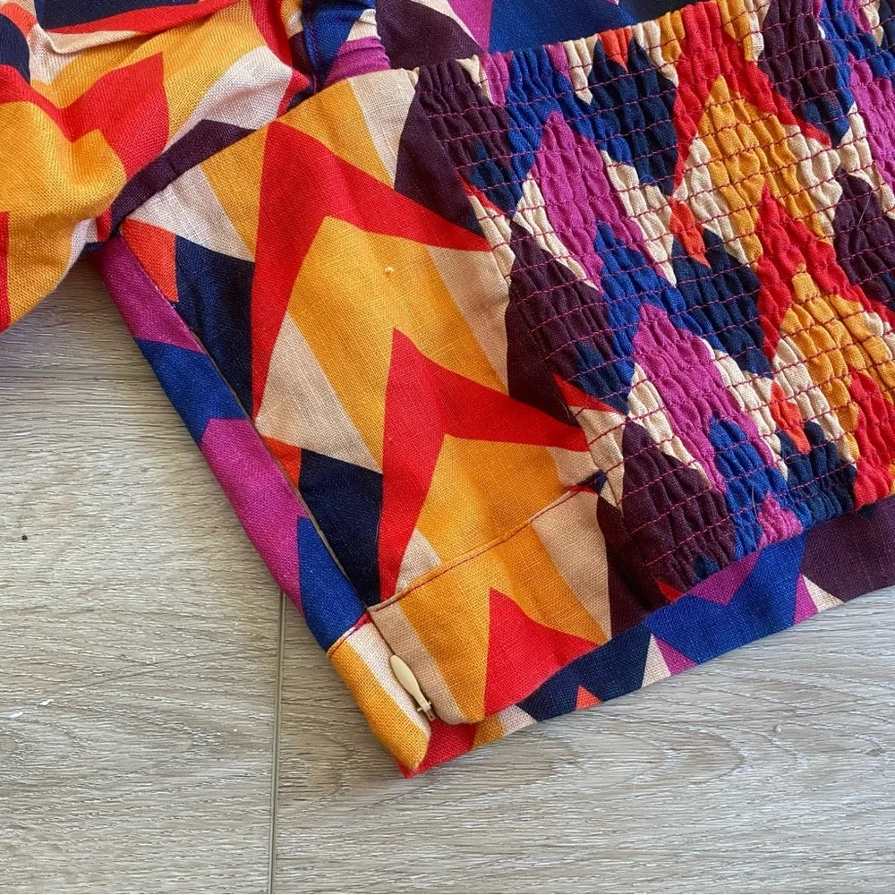 NWT Farm Rio Lindeza Grafica Linen Crop Top - Picture 6 of 7